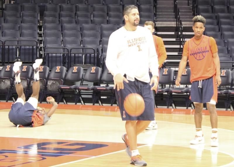 Illini men's basketball assistant coach Orlando Antigua at practice on Thursday.