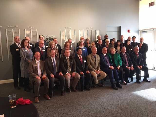 The group of education, business and political leaders at Rend Lake College event on Wed., Nov. 29, 2017.