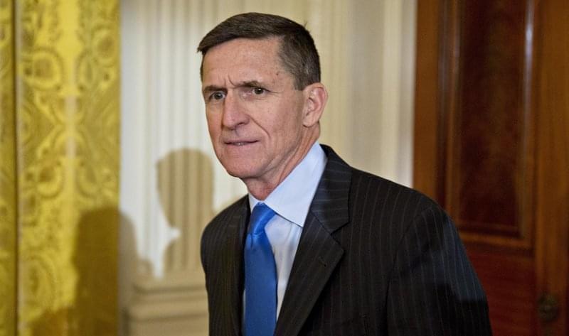 Retired Lt. Gen. Michael Flynn, then-national security adviser, arrives to a swearing in ceremony of White House senior staff in the East Room of the White House on Jan. 22. 