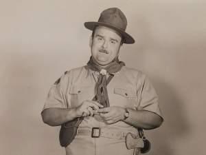 Trumpeter and Farmer City Native George Rock, wearing a Boy Scout uniform for a performance with Spike Jones And His City Slickers.
