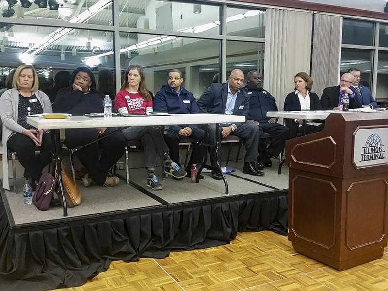 Panelists at a town hall meeting on gun violence