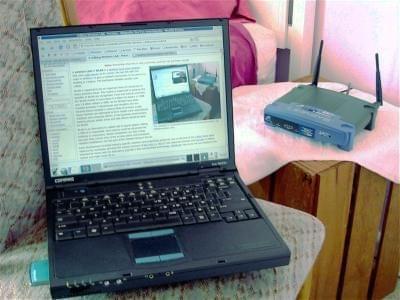 A laptop connected to wireless internet