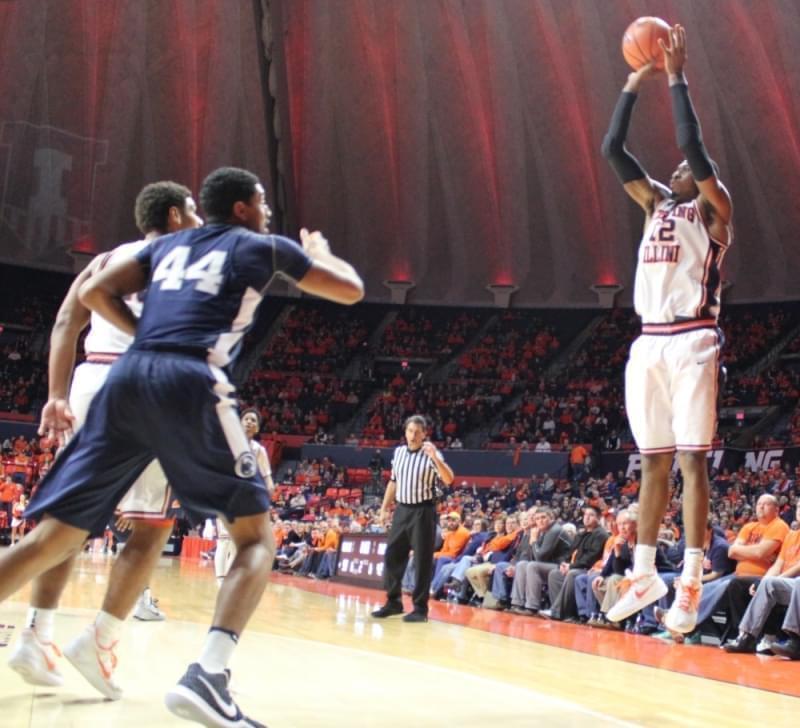 Leron Black connects on a three-pointer in a 74-52 loss to Penn State Sunday evening.