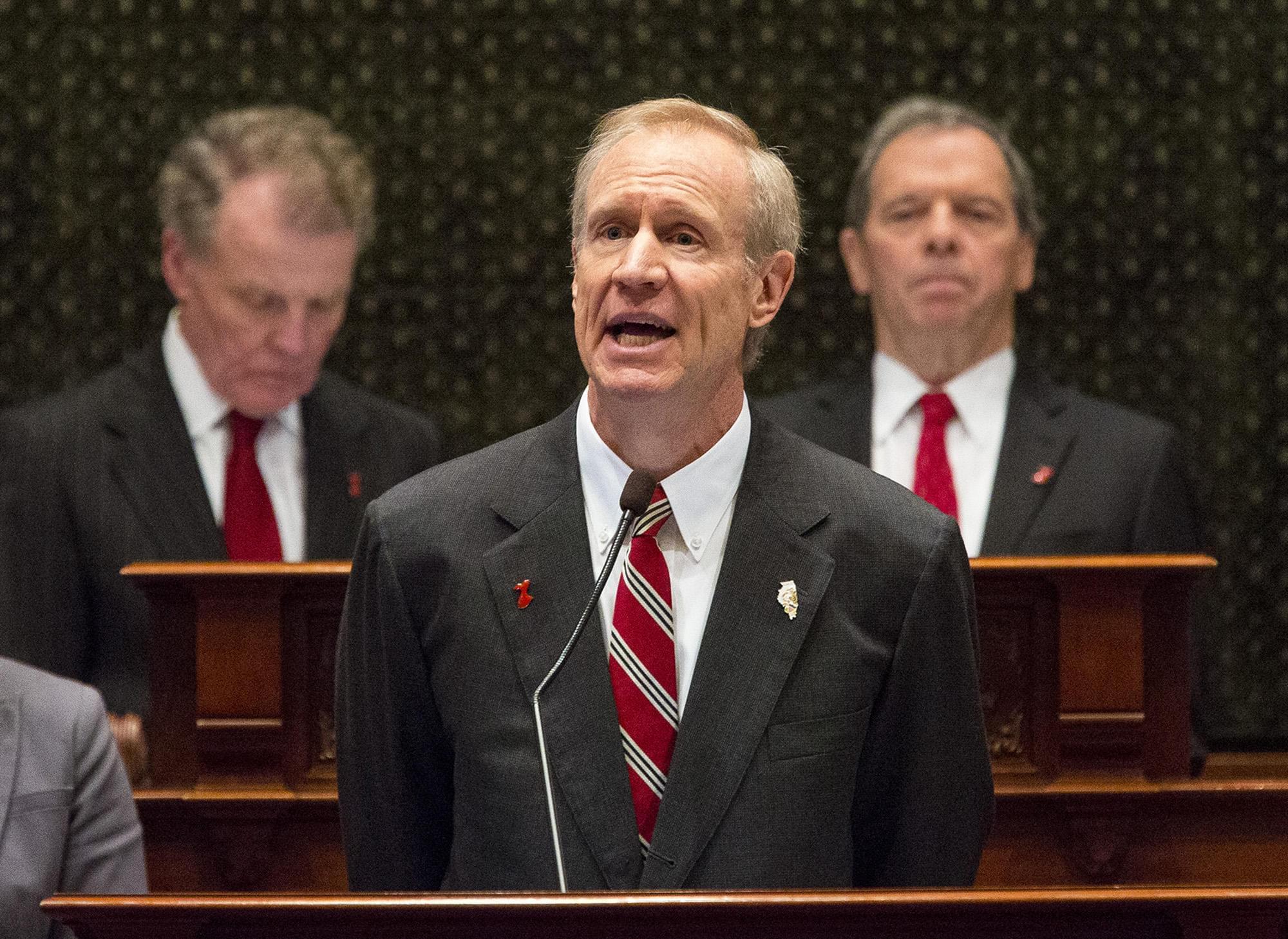 Governor Bruce Rauner delivers his 2018 budget address to the General Assembly.
