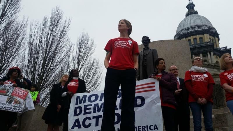 Lauren Quinn (center) Heads the Illinois Chapter of Moms Demand Action for Gun Sense in America.