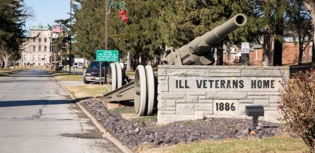 Outside of the Illinois Veterans Home in Quincy.