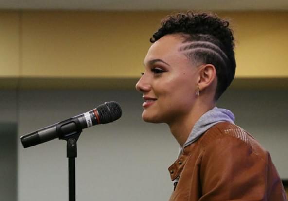 Mariah Coleman speaking at Parkland College
