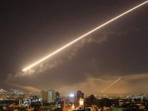 A surface-to-air missile lit up the sky in Damascus early Saturday morning after President Trump announced airstrikes would be launched to deter the Syrian government for allegedly using chemical weapons. 