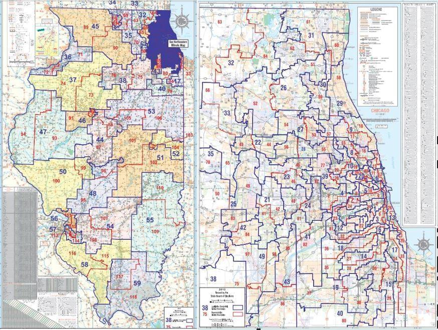 Illinois state legislative maps, drawn after the 2010 Census.