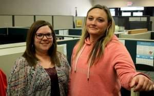 Erica Galvan (right) found a better job and is set to not receive SNAP benefits after enrolling in a Nebraska job-training program being overseen by case manager Michaela Funkhouser (left). 