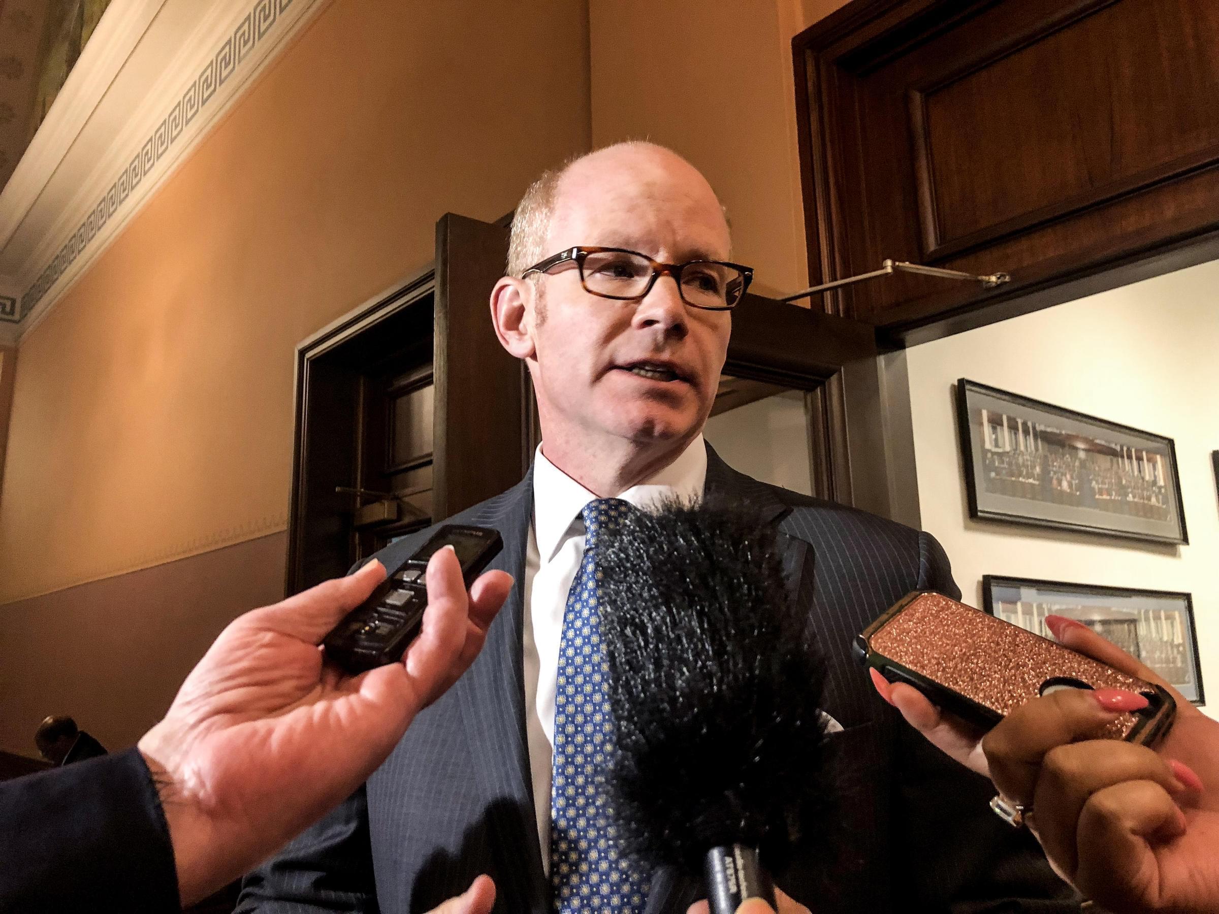Sen. Harmon (D- Oak Park) on Tuesday, April 24, 2018. The Illinois General Assembly has only a few hours left to override a gun dealer licensing measure that would require gun shops to register with the state and pay a license fee.