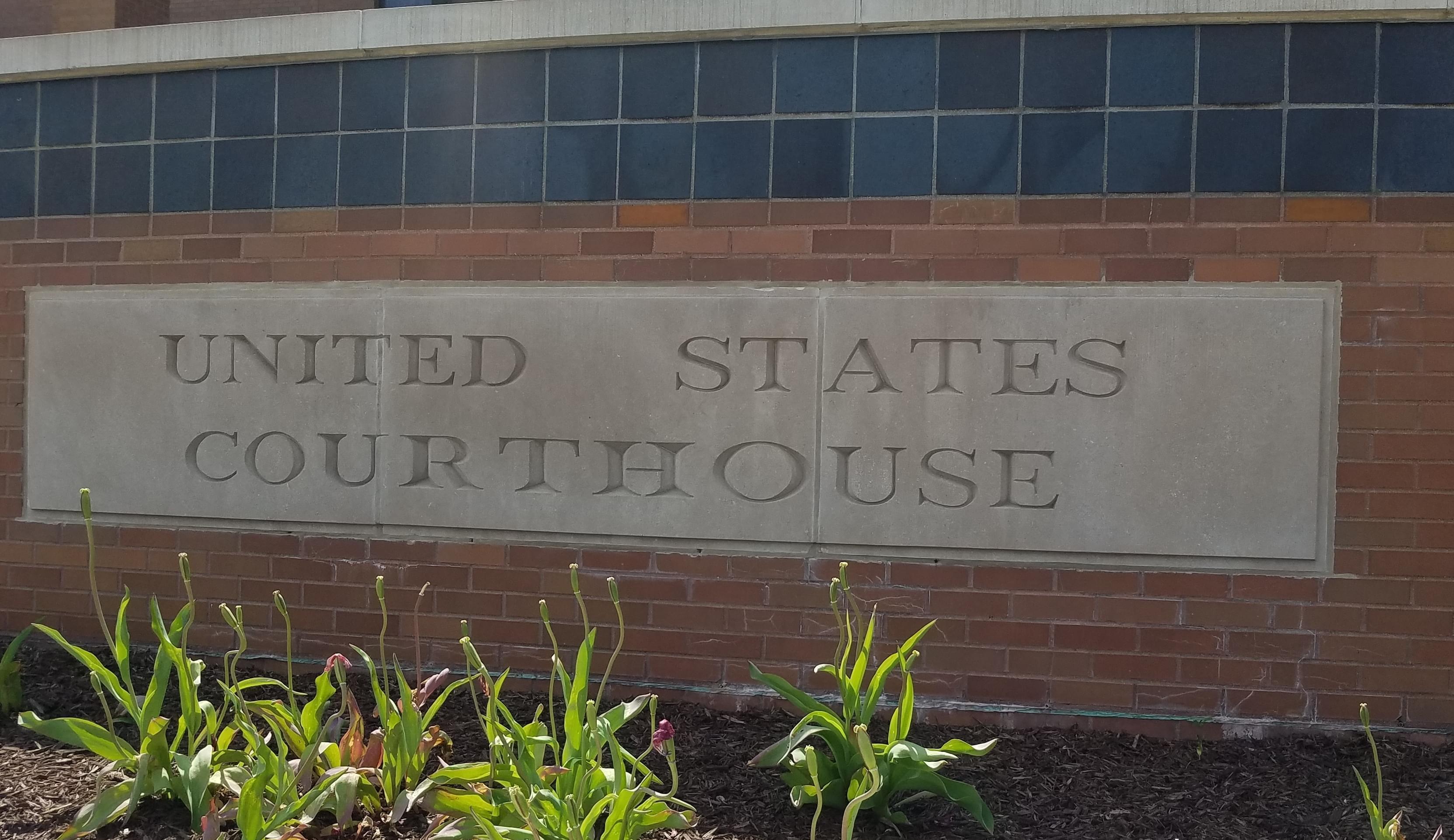 Detail of the exterior of the federal courthouse in Urbana.