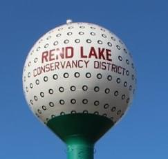 A water tower for the Rend Lake Conservancy District.