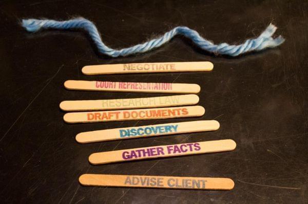 A la carte legal services allow a client to hire an attorney for specific tasks, as illustrated by these "unbundled" sticks.