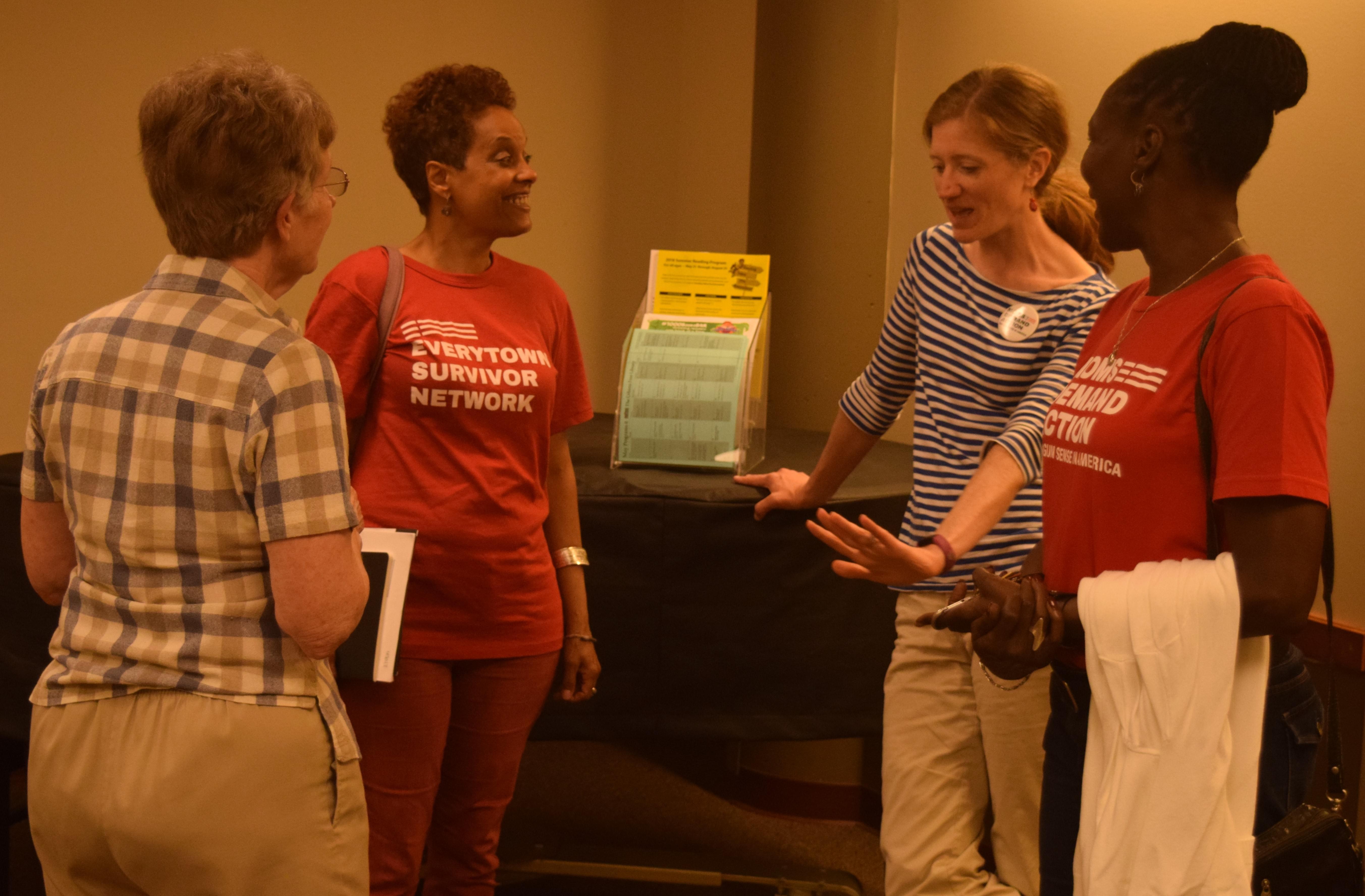 Community members gathered at the Urbana Free Library on Tuesday evening to hear stories of those affected by gun violence and to learn more about the Everytown Survivor Network—an initiative of Moms Demand Action.