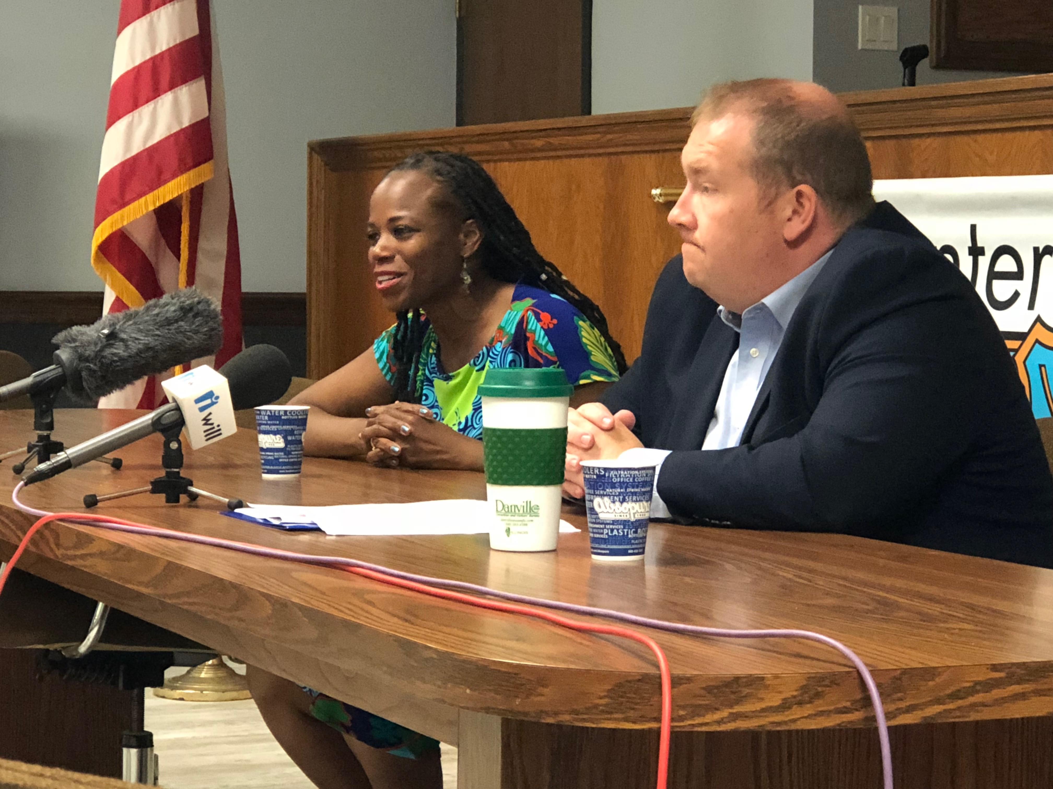 State Senator Scott Bennett and State Representative Carol Ammons spoke at a town hall in Champaign on Wednesday evening. 