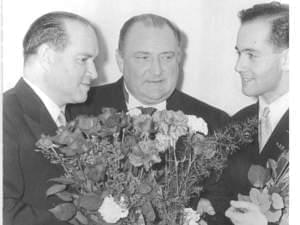 Igor Oistrakh (right) in 1957, with his father David (left) and conductor Franz Konwitschny (middle).