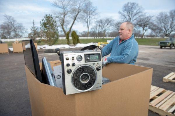 An electronics recycling event in Milwaukee in April.