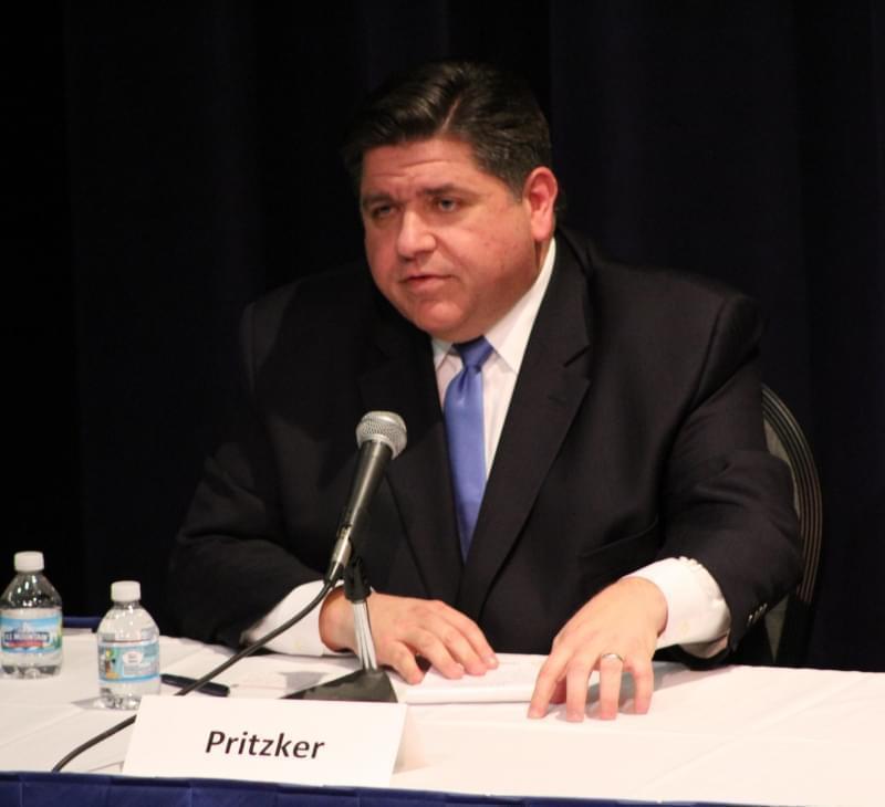 J.B. Pritzker participates in a debate before the Democratic gubernatorial primary, which he would go on to win.