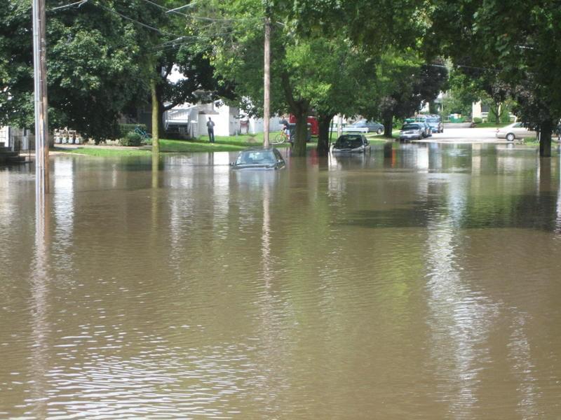 The Kishwaukee River in Dekalb, shown flooded in 2007.
