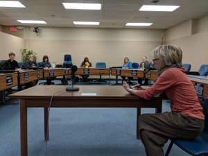 Shelley Washburne Masar speaks at an Urbana District 116 Board of Education meeting on Oct. 28, 2018.