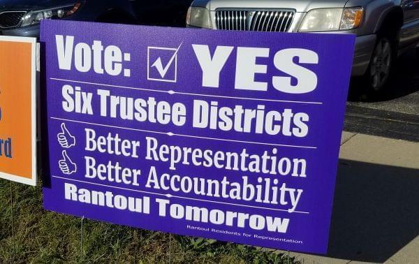 Campaign sign for the Rantoul Districting Referendum.