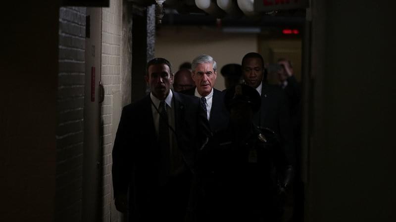Robert Mueller leaves a closed meeting with members of the Senate Judiciary Committee on June 21, 2017.