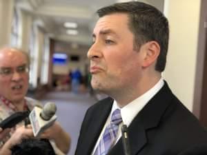 Rep. Peter Breen speaks with reporters after a trial court hearing on HB40 in this file photo from December 2017.