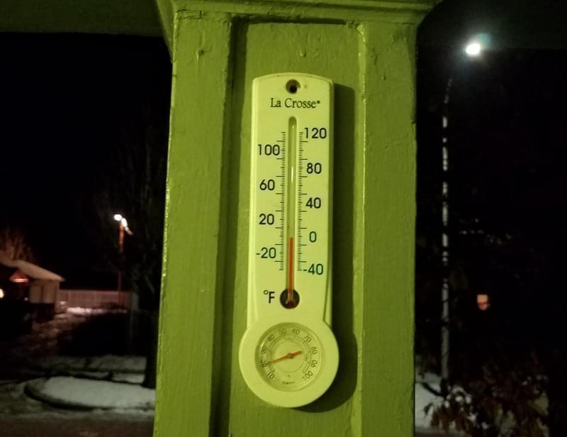 Outdoor thermometer in Champaign.