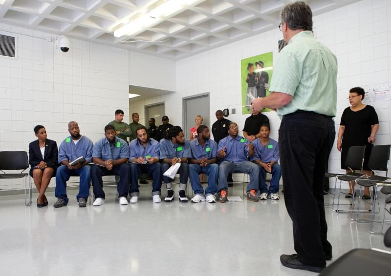 Goucher College students participate in a lecture at Maryland Correctional Institution-Jessup on July 31, 2015
