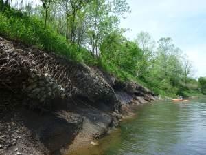 Erosion of the riverbank on the Middle Fork River.