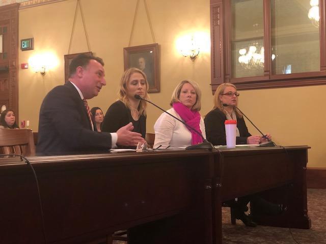 Pete DiCianni (left) testifying at the House mental health committee hearing about his daughter Brianna.