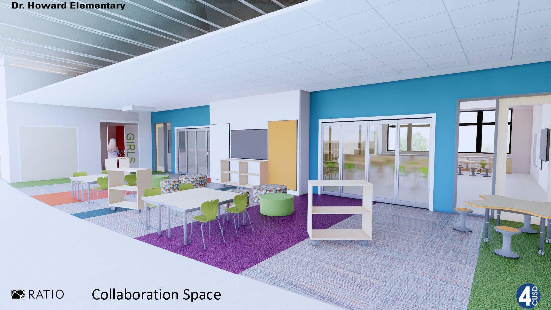 A rendering of a collaboration space at the new Dr. Howard Elementary School.