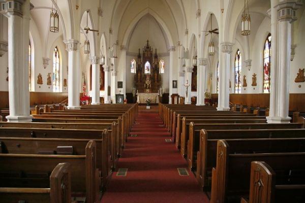 The interior of Holy Trinity Catholic church.