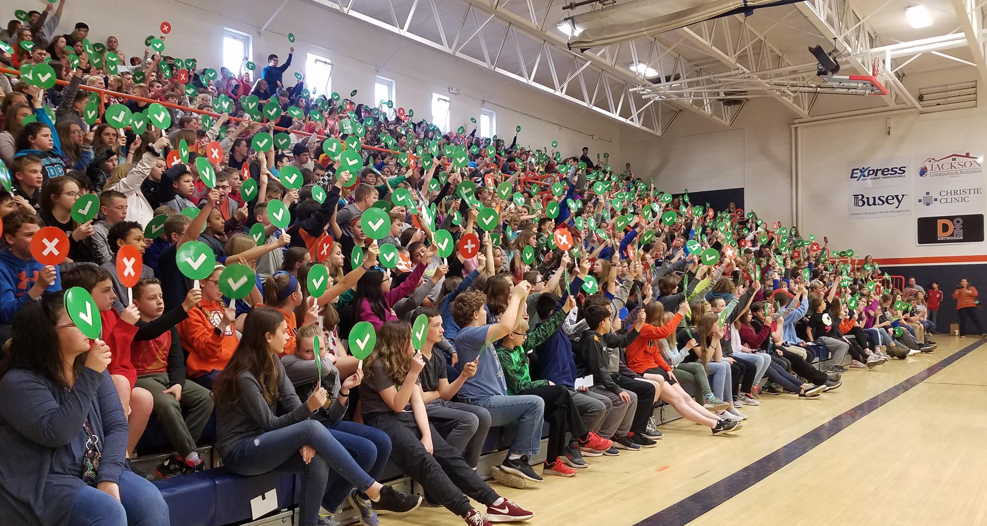 Mahomet -Seymour Junior High School students attend Google's Internet safety presentation.