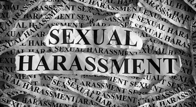 Different type settings of the words sexual harassment