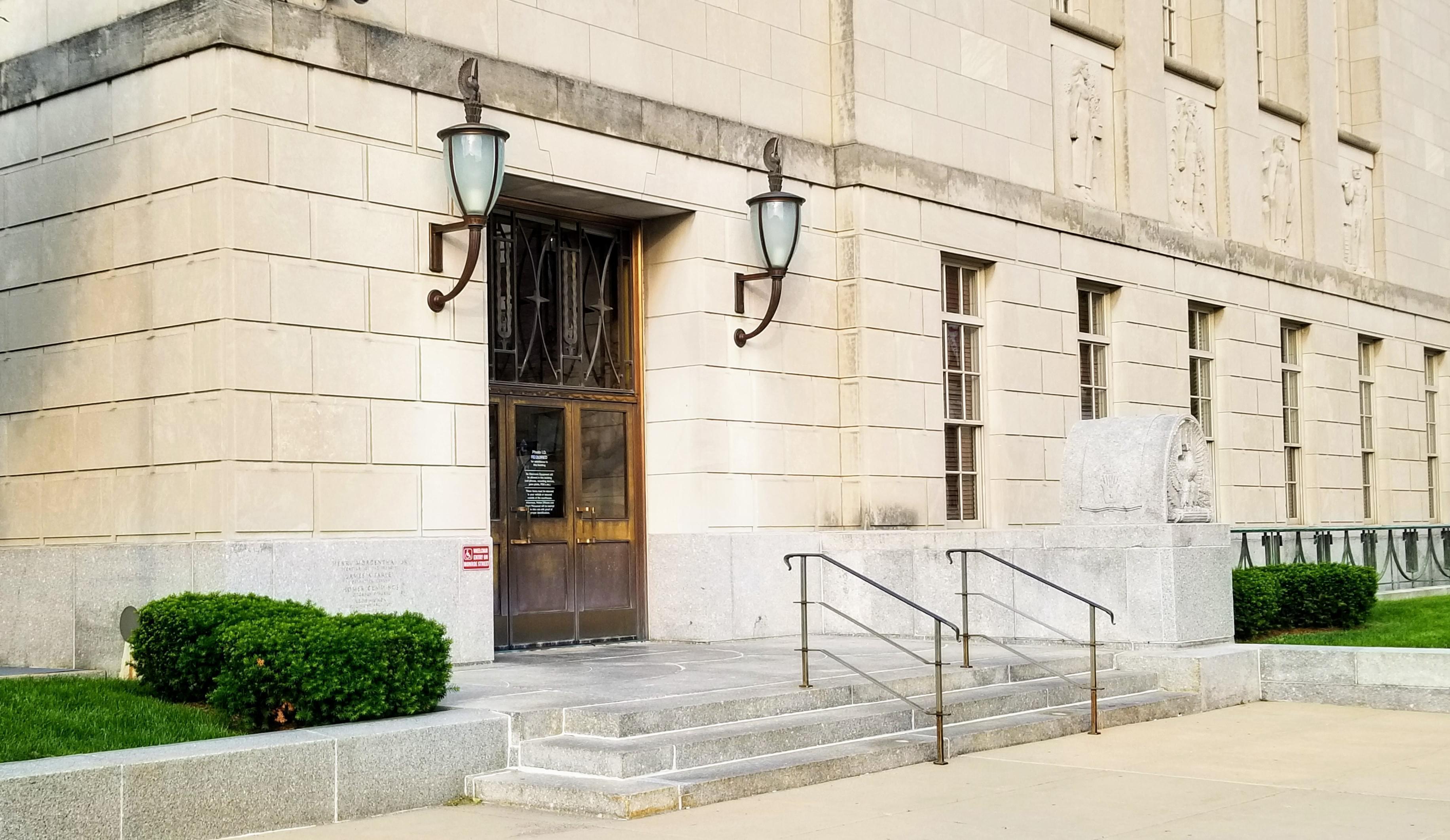 Entrance to the Federal Building and U.S. Courthouse in downtown Peoria.