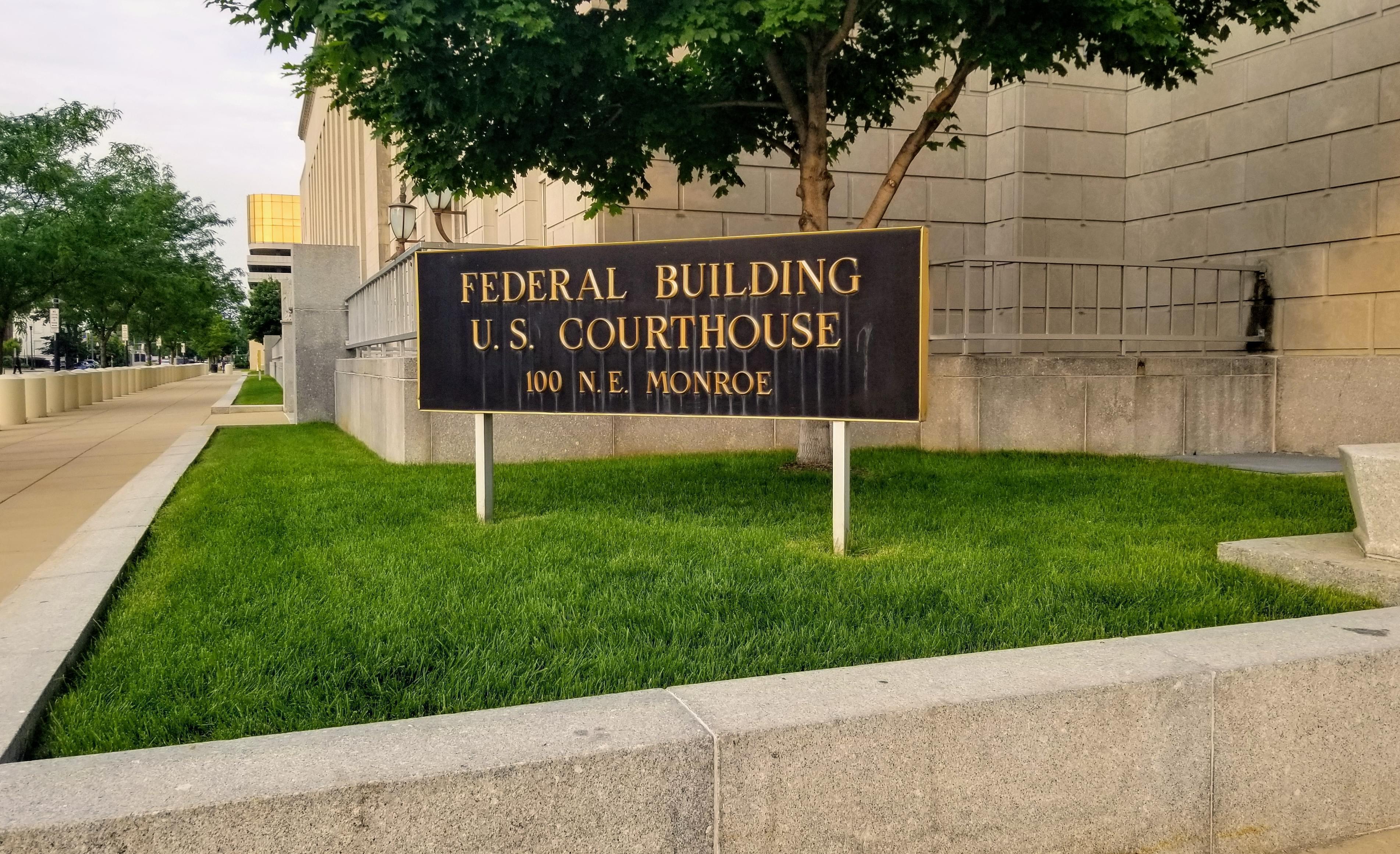 Peoria federal courthouse sign.