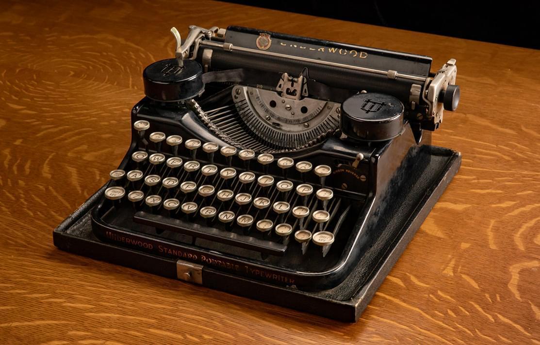 Hugh Hefner's college typewriter.