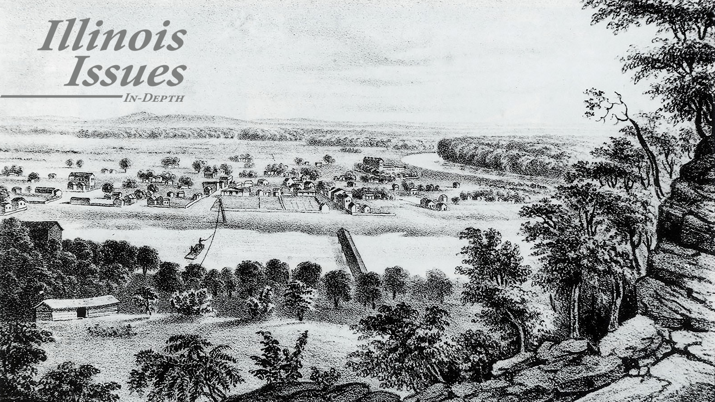 View of Kaskaskia, 1841. Lithograph by J. C. Wild, from J. C. Wild and L. F. Thomas, The Valley of the Mississippi Illustrated in a Series of Views (St. Louis: Chambers and Knapp, 1841).