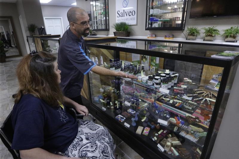 A patient visits Salveo Health and Wellness, a licensed medical cannabis dispensary, in Canton, Ill.