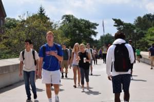 ISU students walking on the quad.