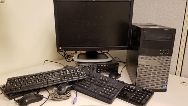 Various computer equipment, suitable for recycling.