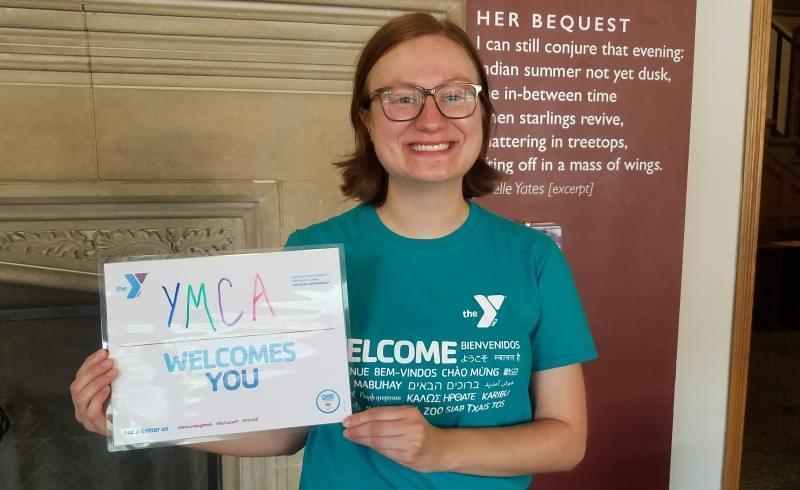 Jessical DeVries with the University YMCA's New American Welcome Center.