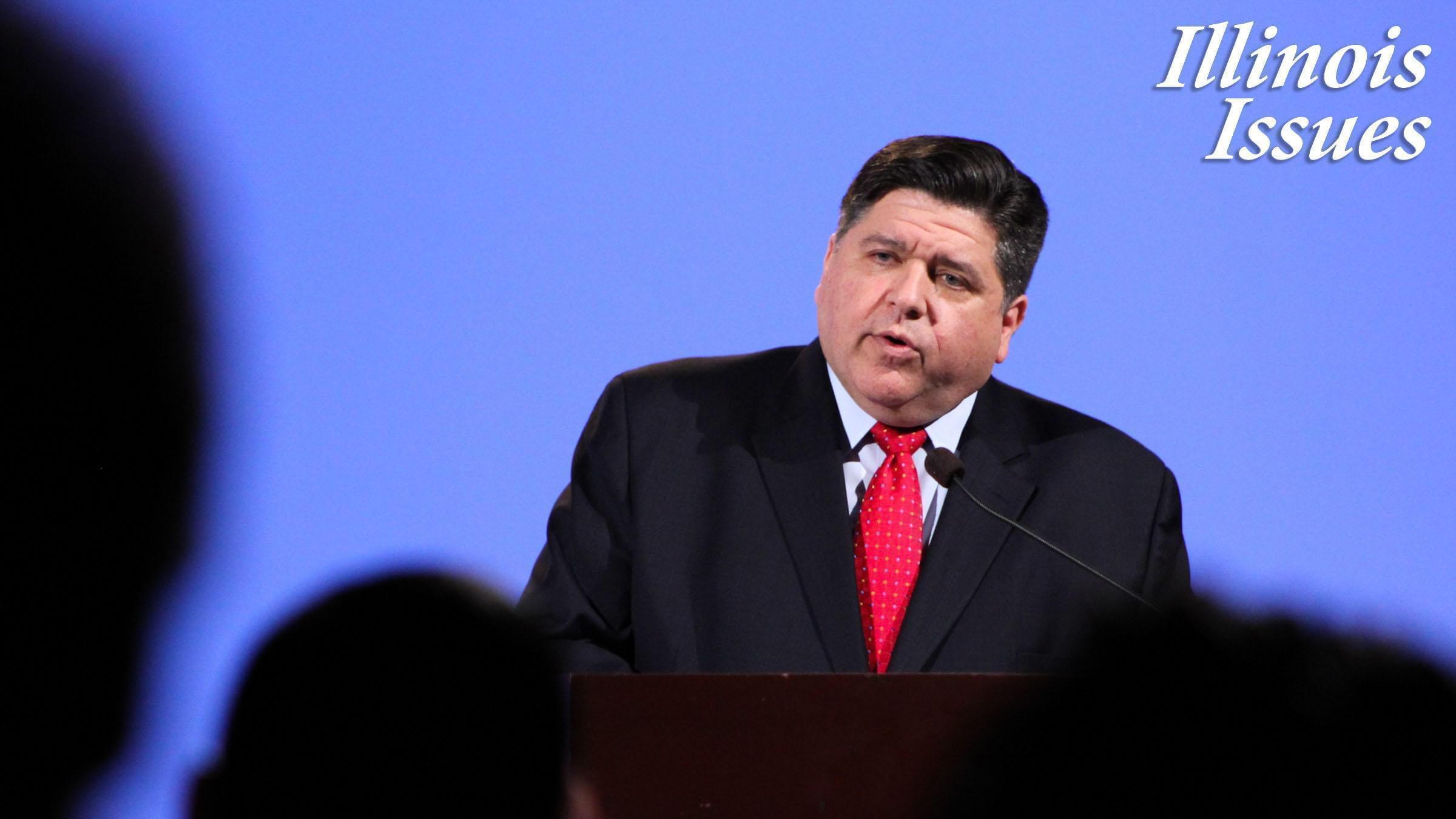 Gov. J.B. Pritzker speaks at a candidate forum in Peoria in this file photo from January 2018.