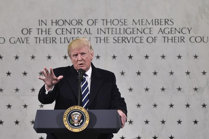 President Trump speaks at CIA headquarters in Langley, Va., on Jan. 21, 2017, his first full day in office.