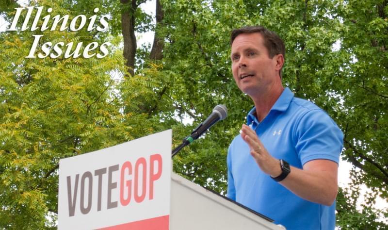 Congressman Rodney Davis speaks at a Republican Day rally at the 2019 Illinois State Fair.