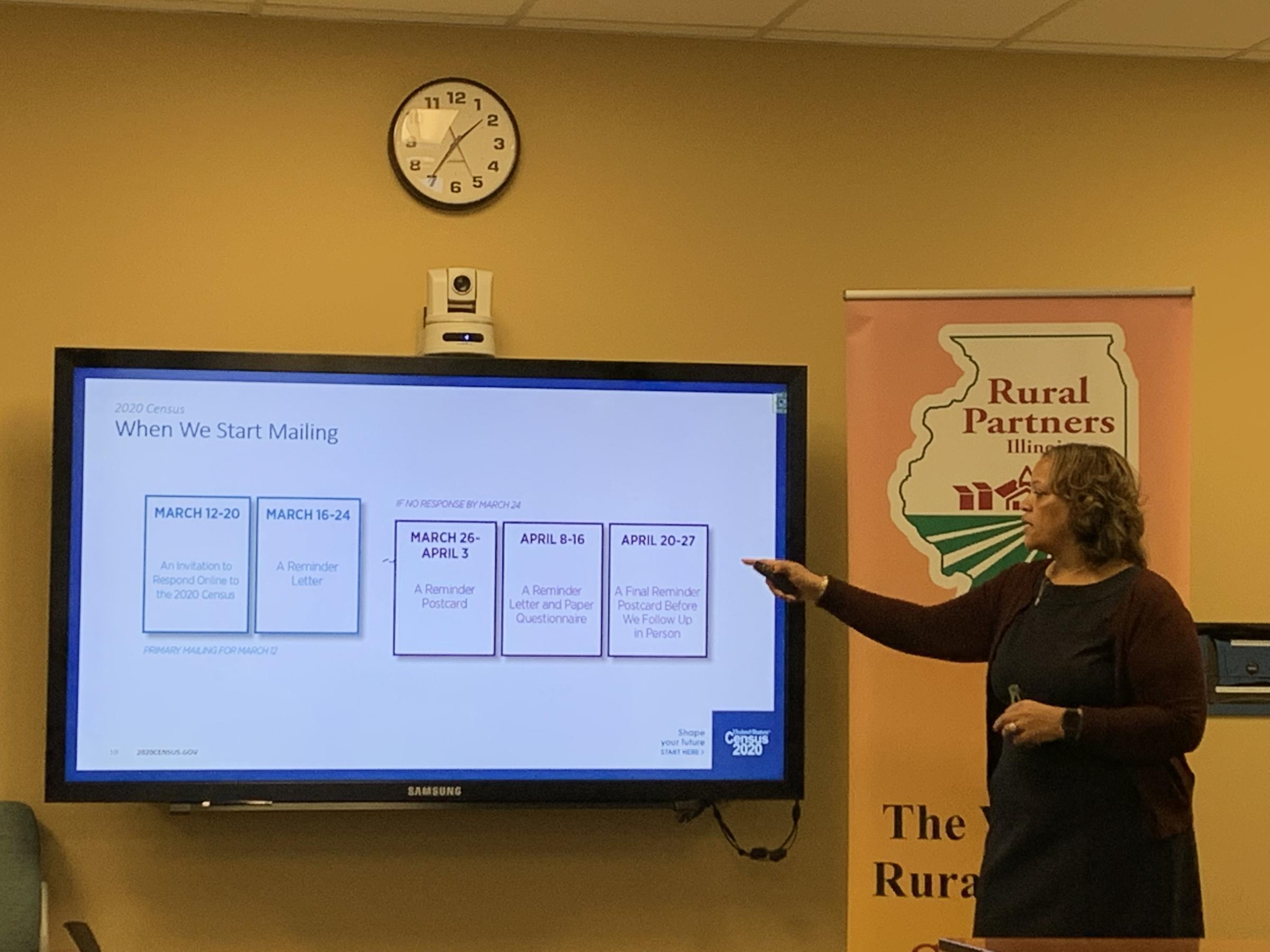 Elissa Johnson, regional director for the U.S. Census Bureau, presents to Illinois Rural partners.