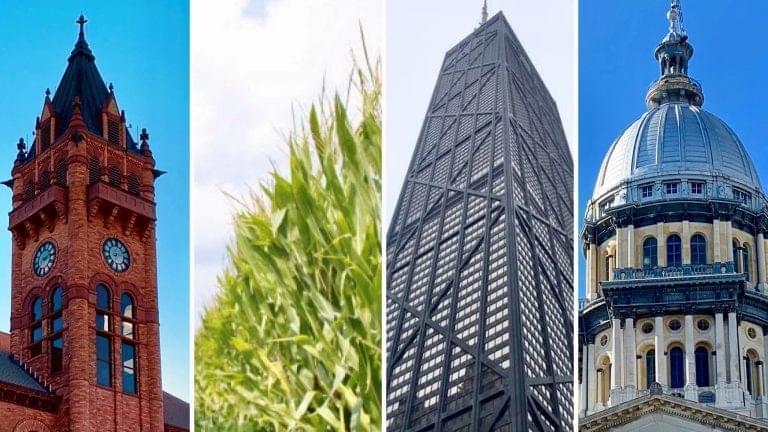 Composite photo of buildings around Illinois