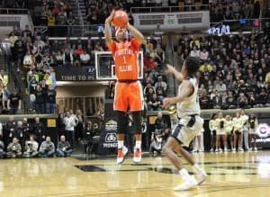 Illinois' Trent Frazier connects on one of his five three-pointers during a 79-62 win at Purdue Tuesday night. 